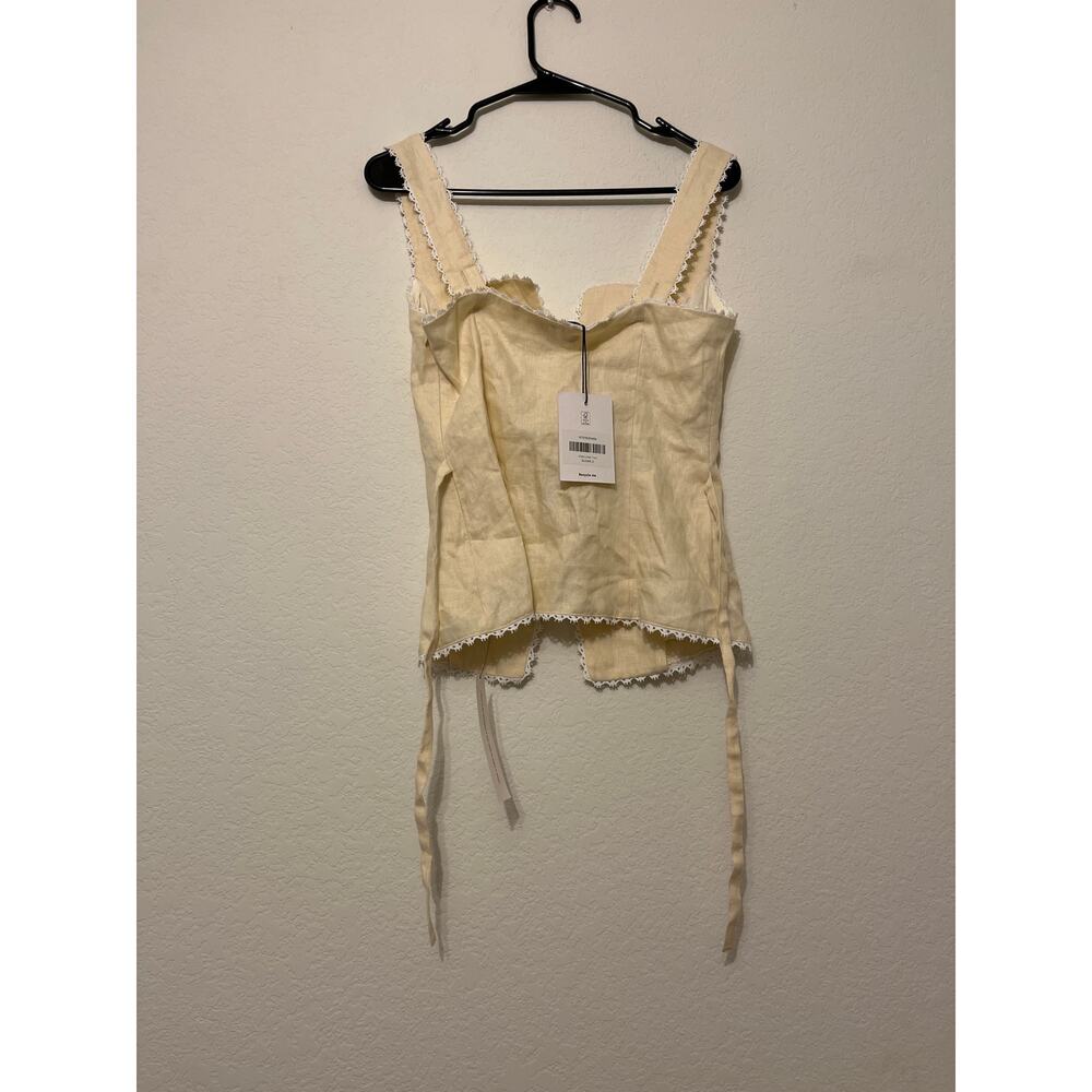SZ 4 Reformation Viola Linen Top Sugar NWT - Picture 4 of 6